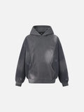 DAXUEN washed black distressed vintage panel hooded sweatshirt