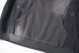 DAXUEN washed black distressed vintage panel hooded sweatshirt
