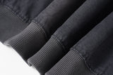 DAXUEN washed black distressed vintage panel hooded sweatshirt