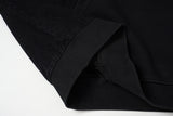 DAXUEN washed black distressed vintage panel hooded sweatshirt