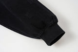DAXUEN washed black distressed vintage panel hooded sweatshirt