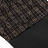 DAXUEN brown and black plaid shirt with distressed graphic