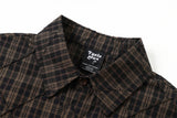 DAXUEN brown and black plaid shirt with distressed graphic