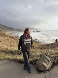 DAXUEN brown and black plaid shirt with distressed graphic — model photo