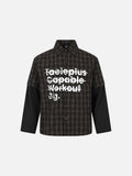 DAXUEN brown and black plaid shirt with distressed graphic