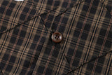 DAXUEN brown and black plaid shirt with distressed graphic