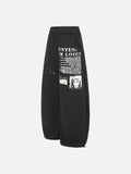 DAXUEN black distressed white graphic wide-leg sweatpants