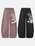 DAXUEN black distressed white graphic wide-leg sweatpants