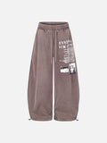 DAXUEN black distressed white graphic wide-leg sweatpants