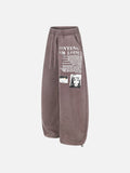 DAXUEN black distressed white graphic wide-leg sweatpants