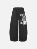 DAXUEN black distressed white graphic wide-leg sweatpants