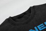 DAXUEN washed black distressed seated-figure graphic t-shirt