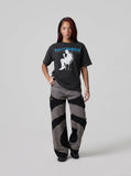 DAXUEN washed black distressed seated-figure graphic t-shirt — model photo