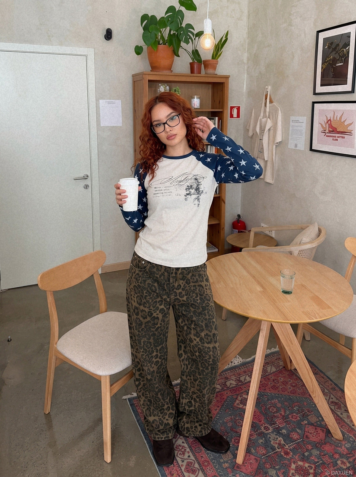 Distressed White Star Raglan Long Sleeve T-Shirt