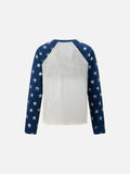 Distressed White Star Raglan Long Sleeve T-Shirt