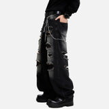 DAXUEN Distressed wide leg black jeans