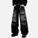 DAXUEN Distressed wide leg black jeans