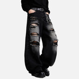 DAXUEN Distressed wide leg black jeans