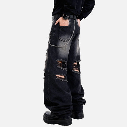 DAXUEN Distressed wide leg black jeans