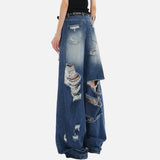 DAXUEN blue distressed wide-leg denim jeans
