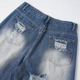 DAXUEN blue distressed wide-leg denim jeans