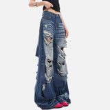 DAXUEN blue distressed wide-leg denim jeans