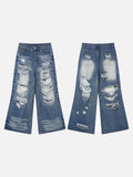 DAXUEN blue distressed wide-leg denim jeans