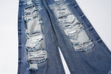 DAXUEN blue distressed wide-leg denim jeans