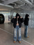 DAXUEN blue distressed wide-leg denim jeans — model photo