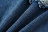 DAXUEN blue distressed wide-leg denim jeans