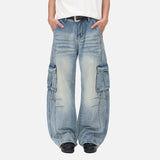 DAXUEN Distressed wide-leg cargo jeans with multiple pockets
