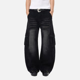 DAXUEN Distressed wide-leg cargo jeans with multiple pockets