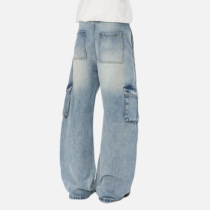 DAXUEN Distressed wide-leg cargo jeans with multiple pockets