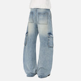 DAXUEN Distressed wide-leg cargo jeans with multiple pockets