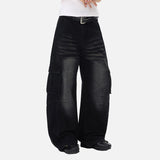 DAXUEN Distressed wide-leg cargo jeans with multiple pockets