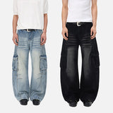 DAXUEN Distressed wide-leg cargo jeans with multiple pockets