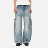 DAXUEN Distressed wide-leg cargo jeans with multiple pockets