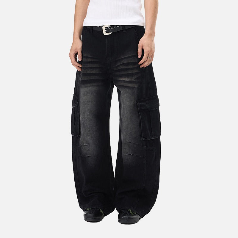 DAXUEN Distressed wide-leg cargo jeans with multiple pockets