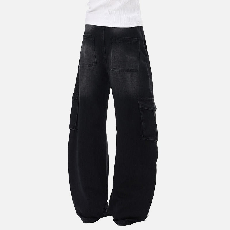 DAXUEN Distressed wide-leg cargo jeans with multiple pockets