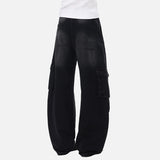 DAXUEN Distressed wide-leg cargo jeans with multiple pockets