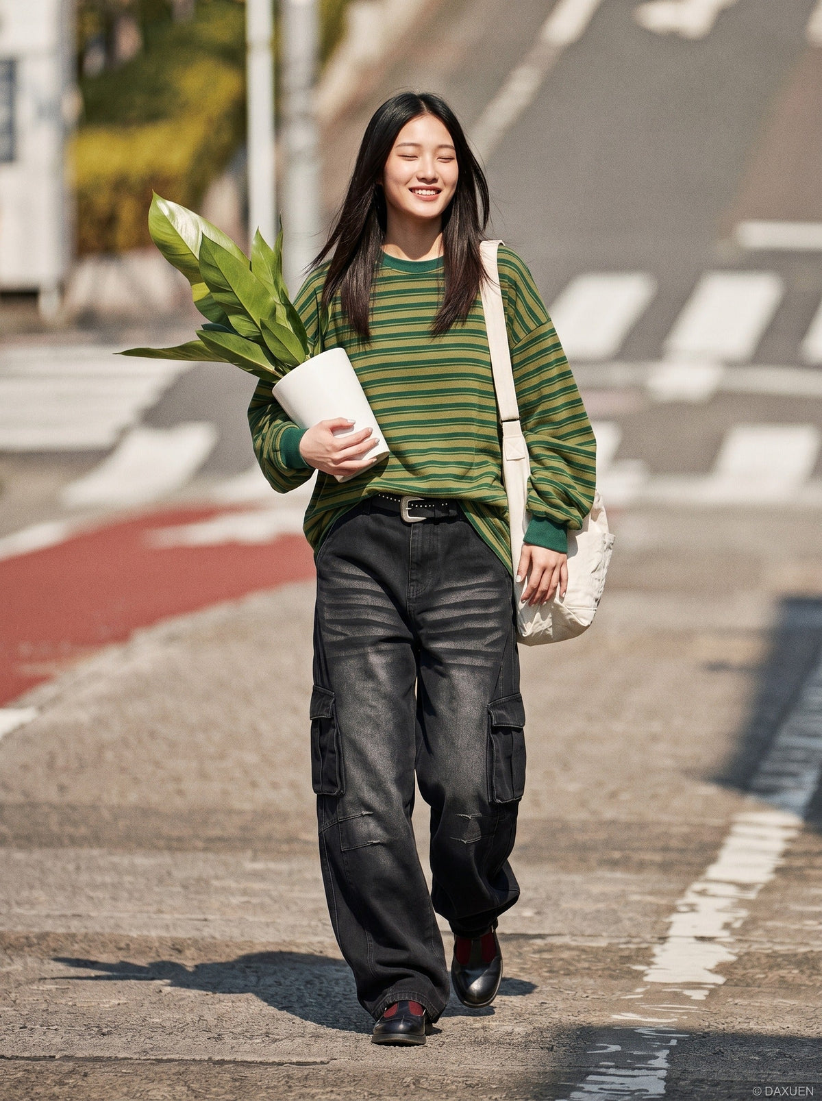DAXUEN distressed-wide-leg-cargo-jeans — model photo