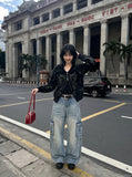 DAXUEN distressed-wide-leg-cargo-jeans — model photo