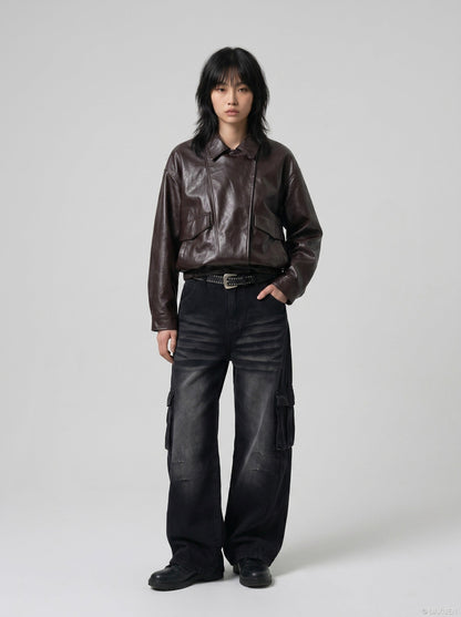 DAXUEN distressed-wide-leg-cargo-jeans — model photo