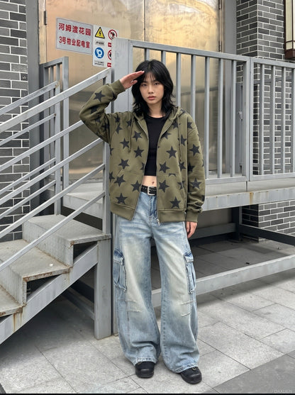 DAXUEN distressed-wide-leg-cargo-jeans — model photo