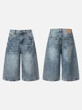 DAXUEN Women's distressed wide-leg denim culottes