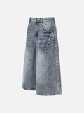 DAXUEN Women's distressed wide-leg denim culottes
