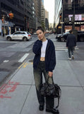 DAXUEN Distressed wide leg denim jeans — model photo