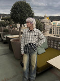 DAXUEN Distressed wide-leg denim jeans — model photo