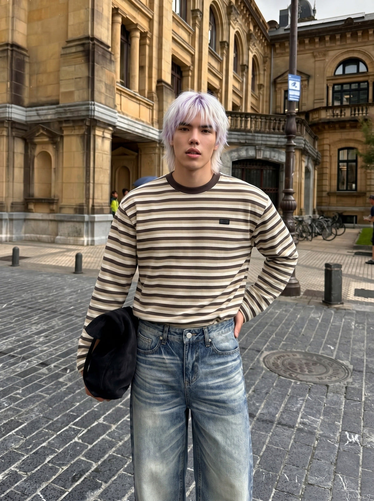 DAXUEN Distressed wide-leg denim jeans with a relaxed fit — model photo