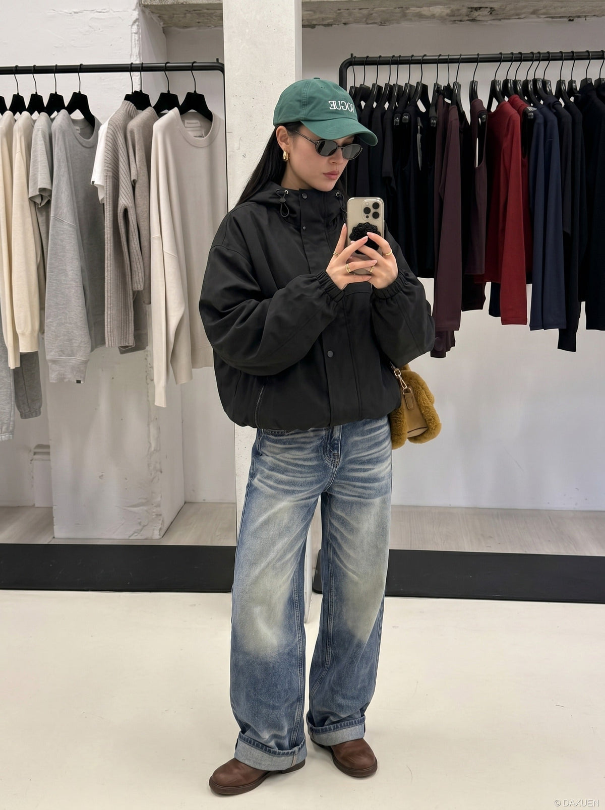 DAXUEN Distressed wide-leg denim jeans with a relaxed fit — model photo